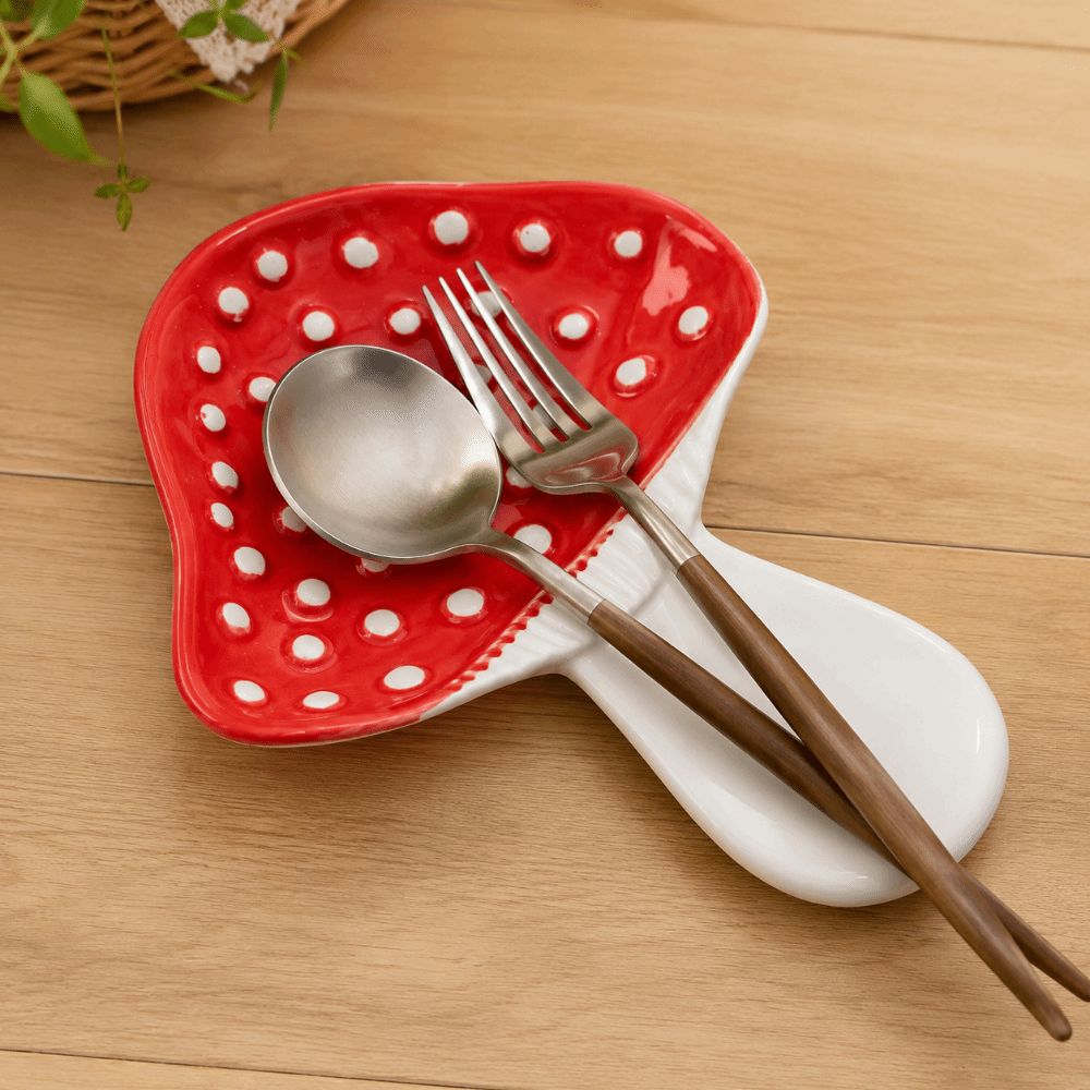 Chopstick Rest Ceramic - حامل ملعقة سيراميك على شكل فطر،
