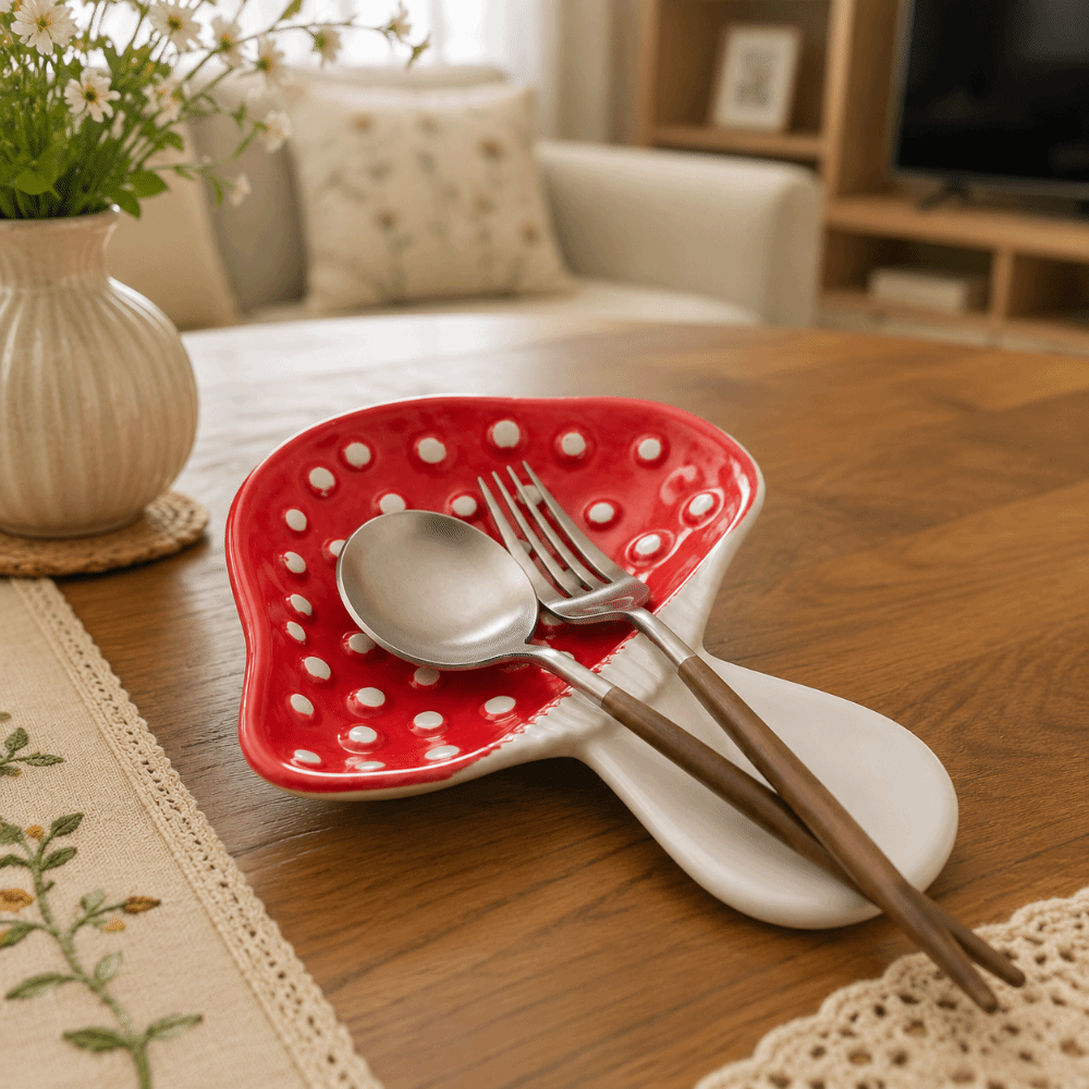 حامل ملعقة سيراميك على شكل فطر - مراجعة Chopstick Rest Ceramic وسعره