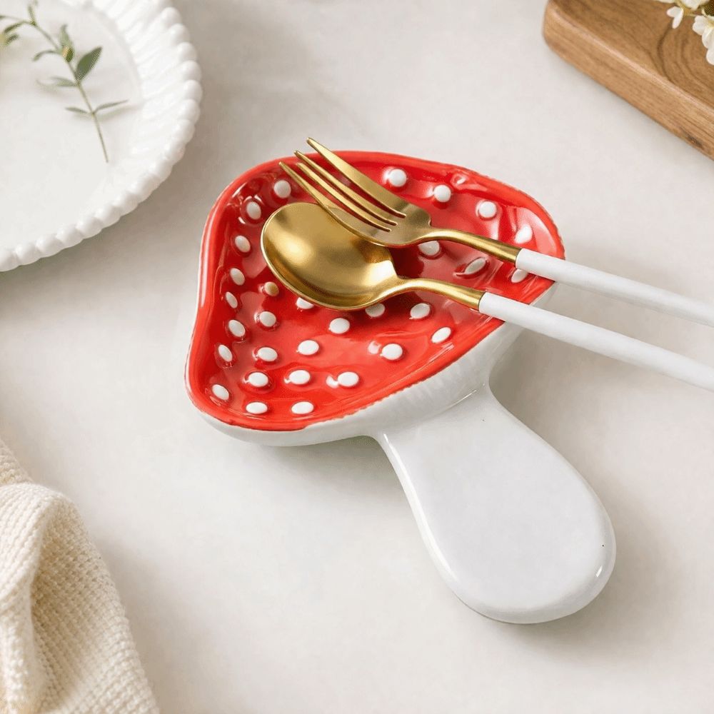 حامل ملعقة سيراميك على شكل فطر - مراجعة Chopstick Rest Ceramic وسعره